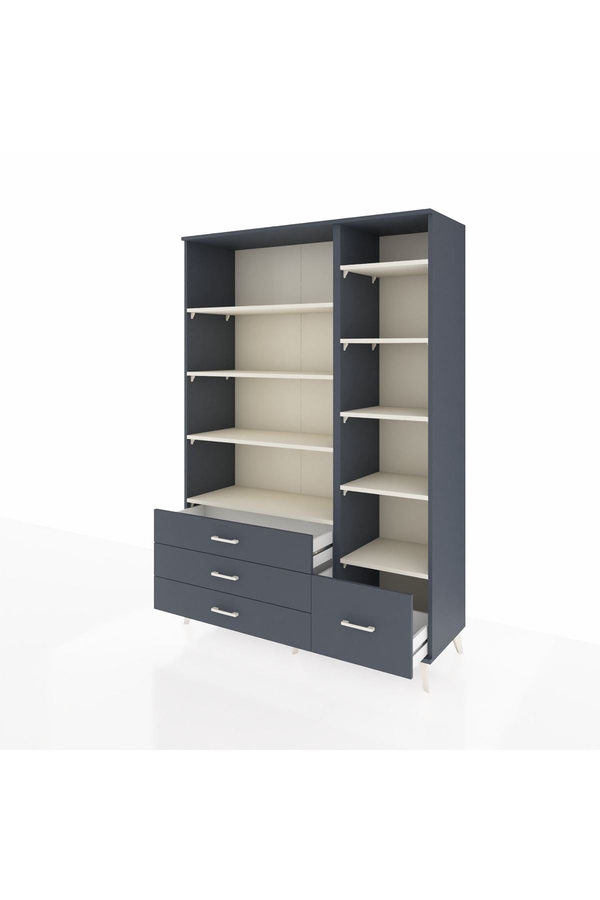 Hyperion Dolap 9 Raflı 4 Çekmeceli  132x44x195 Antrasit-Aytaşı/Antrasit