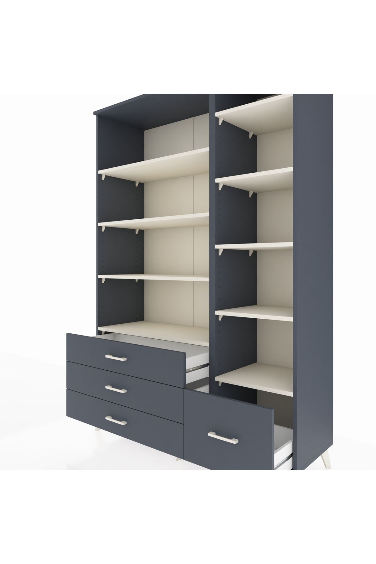 Hyperion Dolap 9 Raflı 4 Çekmeceli  132x44x195 Antrasit-Aytaşı/Antrasit