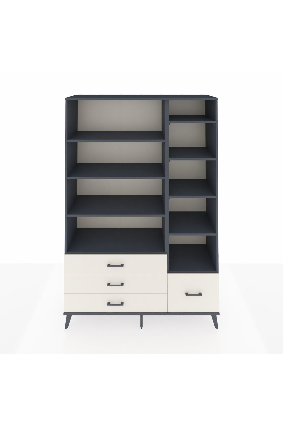Hyperion Dolap 9 Raflı 4 Çekmeceli  132x44x195 Antrasit-Antrasit/Aytaşı