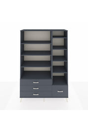 Hyperion Dolap 9 Raflı 4 Çekmeceli  132x44x195 Antrasit-Antrasit/Antrasit