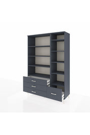 Hyperion Dolap 9 Raflı 4 Çekmeceli  132x44x195 Antrasit-Antrasit/Antrasit