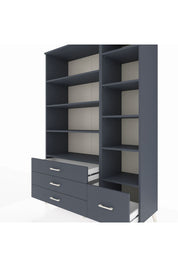 Hyperion Dolap 9 Raflı 4 Çekmeceli  132x44x195 Antrasit-Antrasit/Antrasit