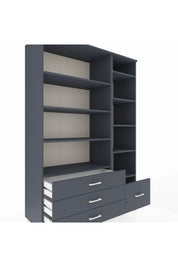 Hyperion Dolap 9 Raflı 4 Çekmeceli  132x44x195 Antrasit-Antrasit/Antrasit