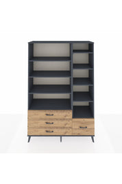 Hyperion Dolap 9 Raflı 4 Çekmeceli  132x44x195 Antrasit-Antrasit/Çam