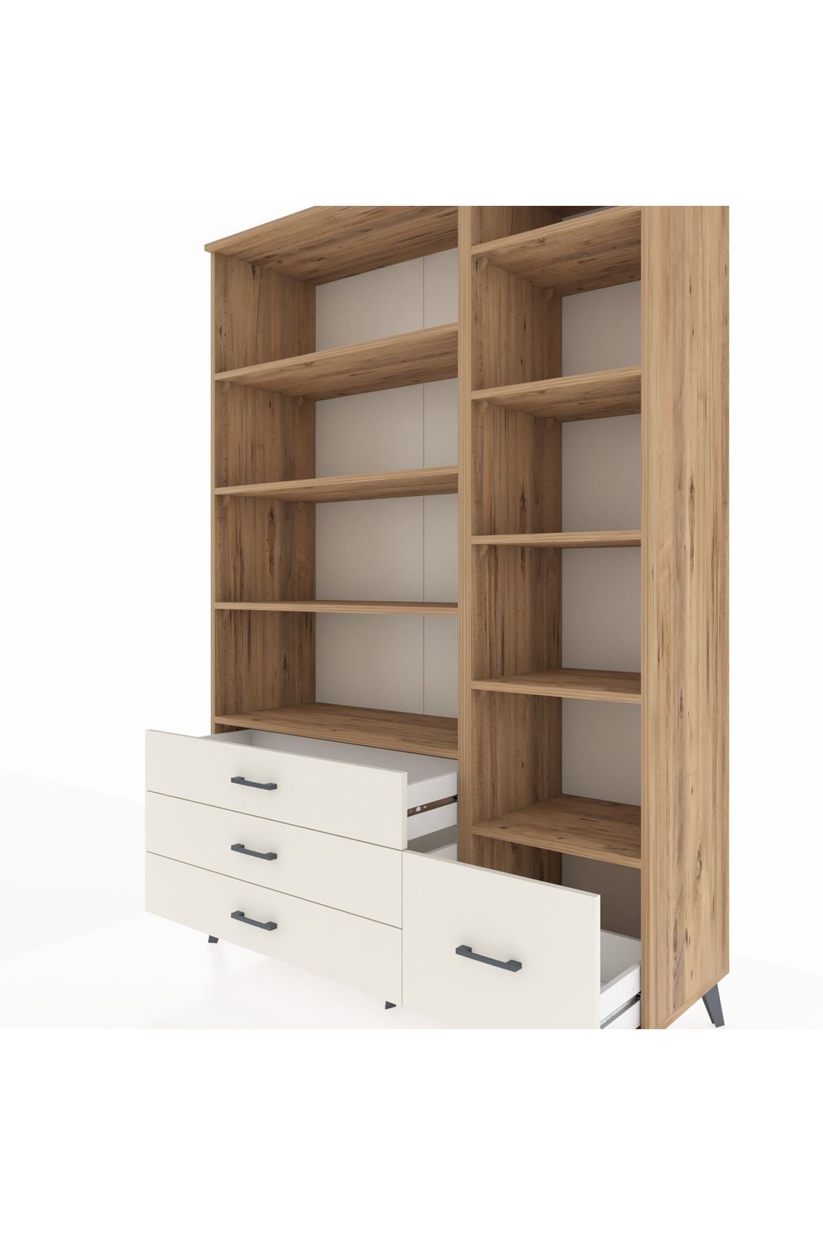 Hyperion Dolap 9 Raflı 4 Çekmeceli  132x44x195 Çam-Çam/Aytaşı