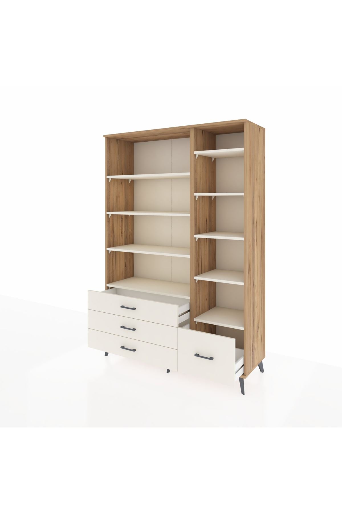 Hyperion Dolap 9 Raflı 4 Çekmeceli  132x44x195 Çam-Aytaşı/Aytaşı