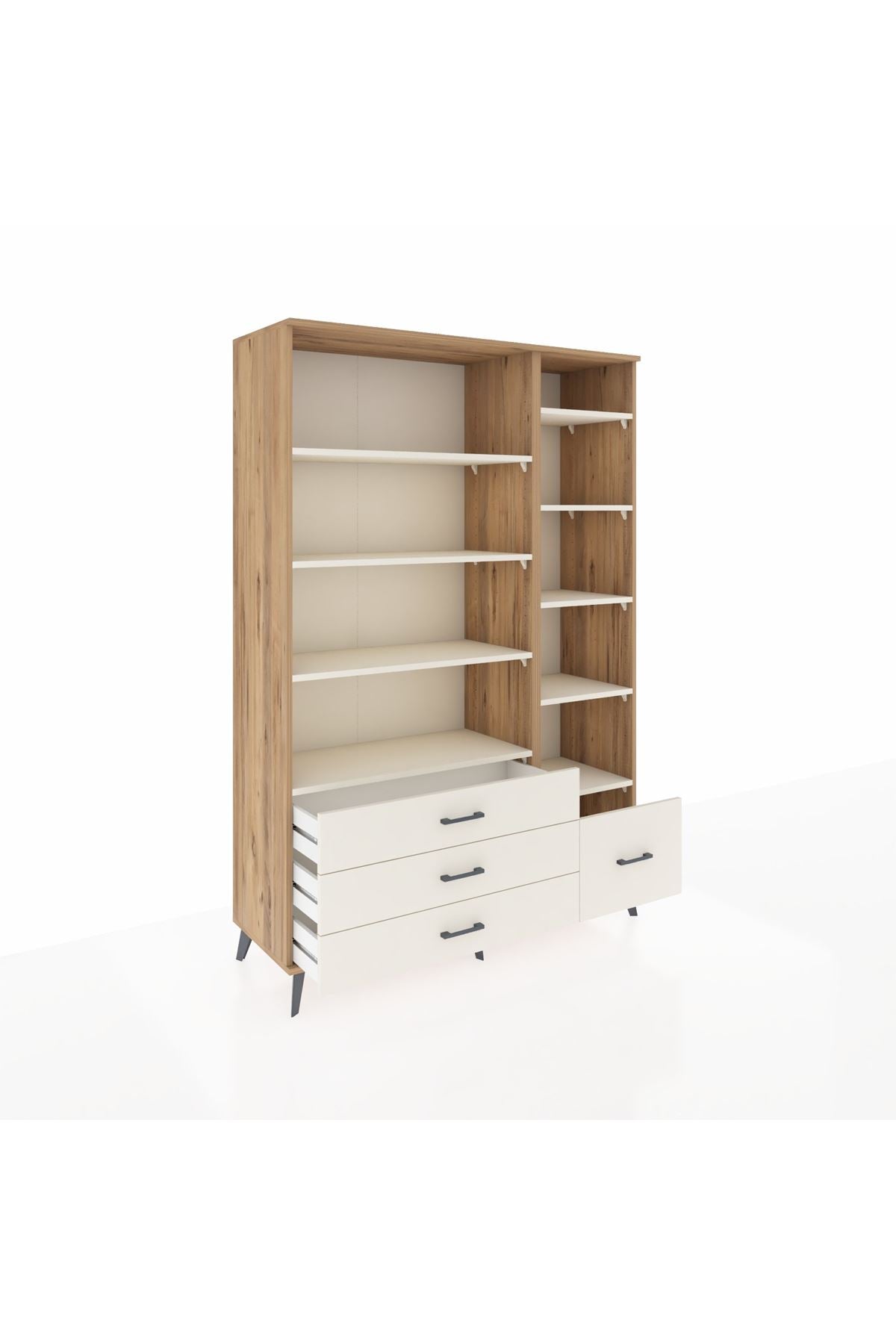 Hyperion Dolap 9 Raflı 4 Çekmeceli  132x44x195 Çam-Aytaşı/Aytaşı