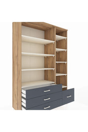 Hyperion Dolap 9 Raflı 4 Çekmeceli  132x44x195 Çam-Aytaşı/Antrasit