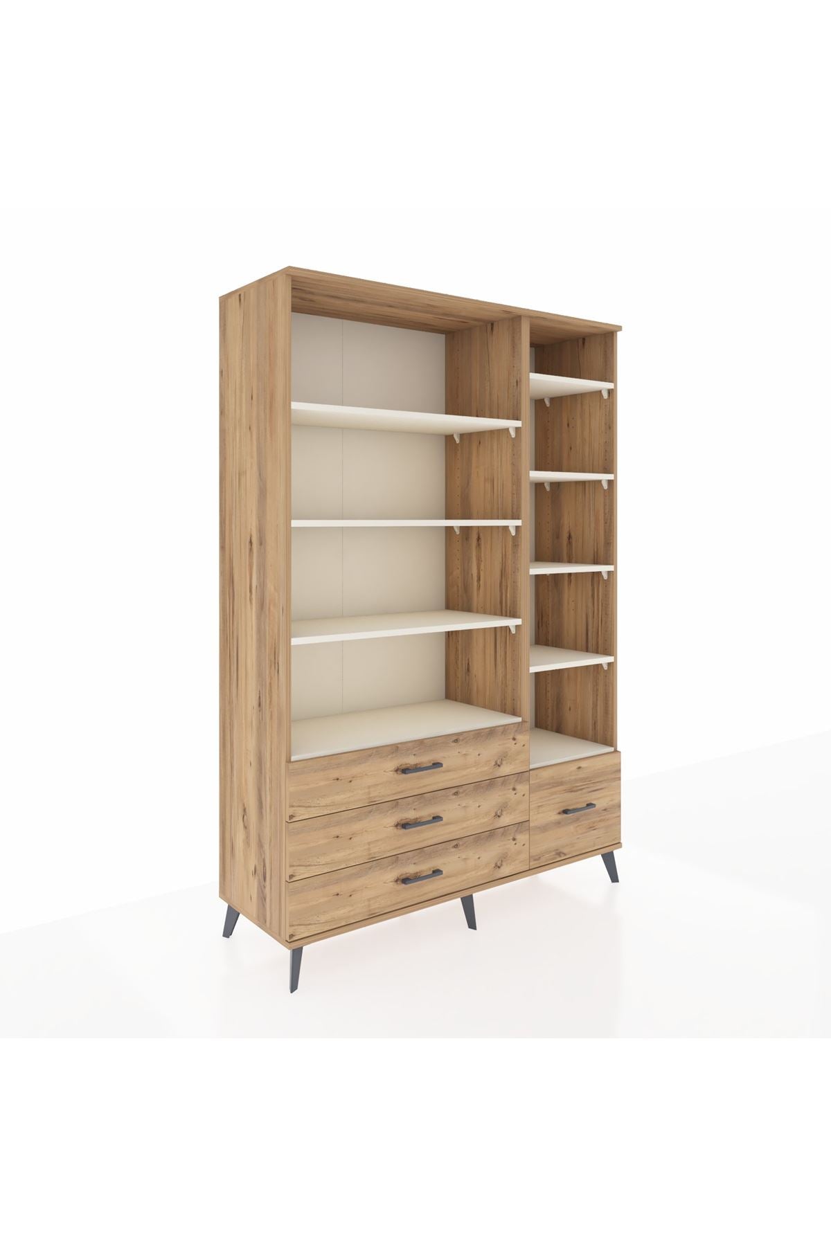 Hyperion Dolap 9 Raflı 4 Çekmeceli  132x44x195 Çam-Aytaşı/Çam