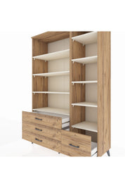 Hyperion Dolap 9 Raflı 4 Çekmeceli  132x44x195 Çam-Aytaşı/Çam