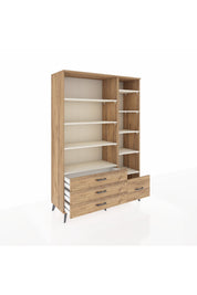 Hyperion Dolap 9 Raflı 4 Çekmeceli  132x44x195 Çam-Aytaşı/Çam