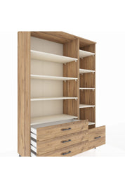Hyperion Dolap 9 Raflı 4 Çekmeceli  132x44x195 Çam-Aytaşı/Çam