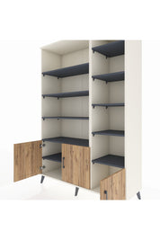 Hyperion Dolap 10 Raflı 3 Kapaklı 132x44x195 Aytaşı-Çam/Antrasit