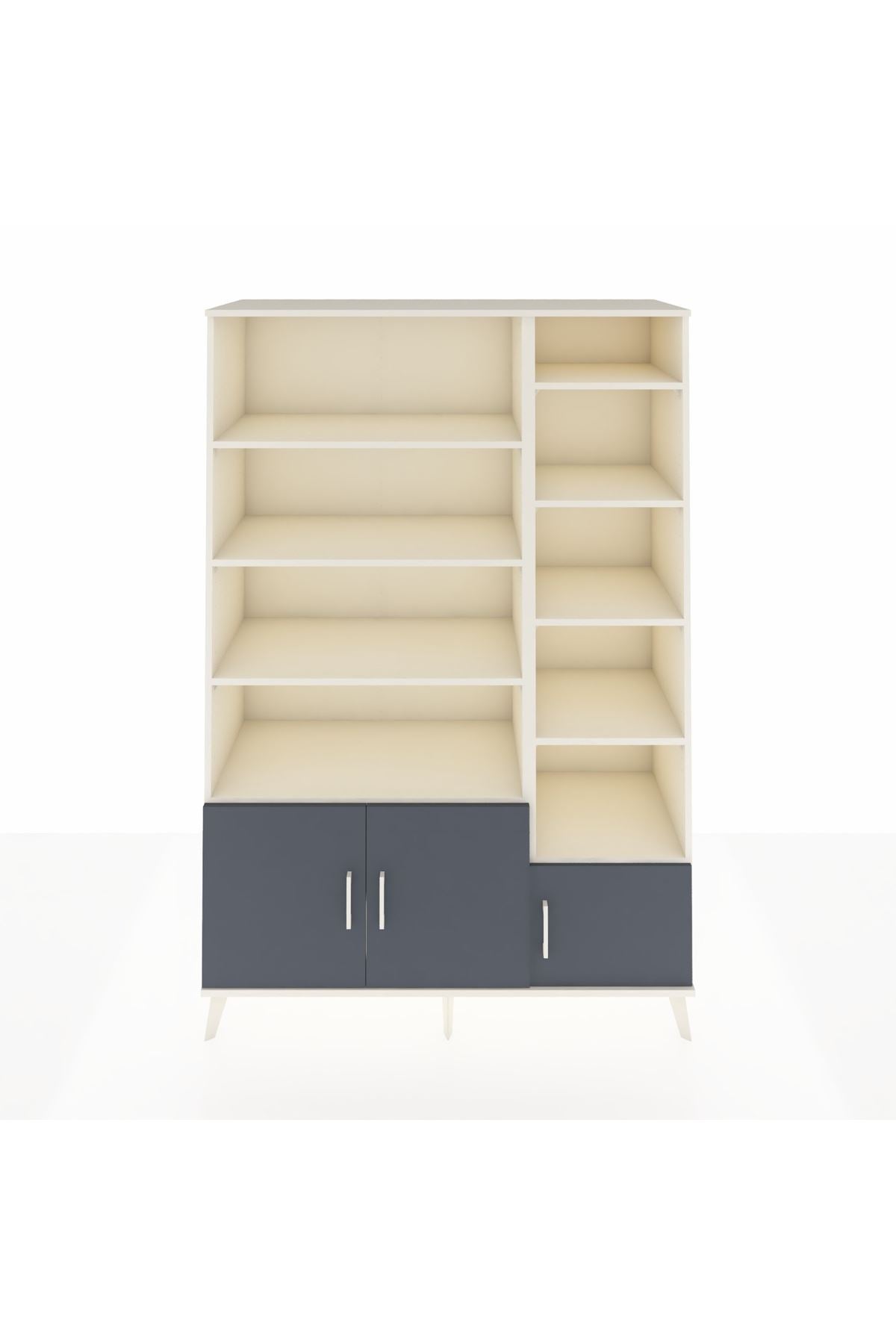 Hyperion Dolap 10 Raflı 3 Kapaklı 132x44x195 Aytaşı-Antrasit/Aytaşı