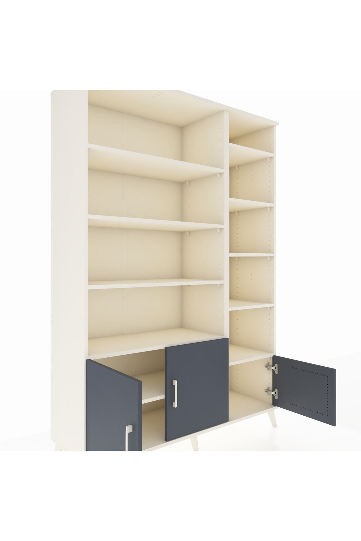 Hyperion Dolap 10 Raflı 3 Kapaklı 132x44x195 Aytaşı-Antrasit/Aytaşı