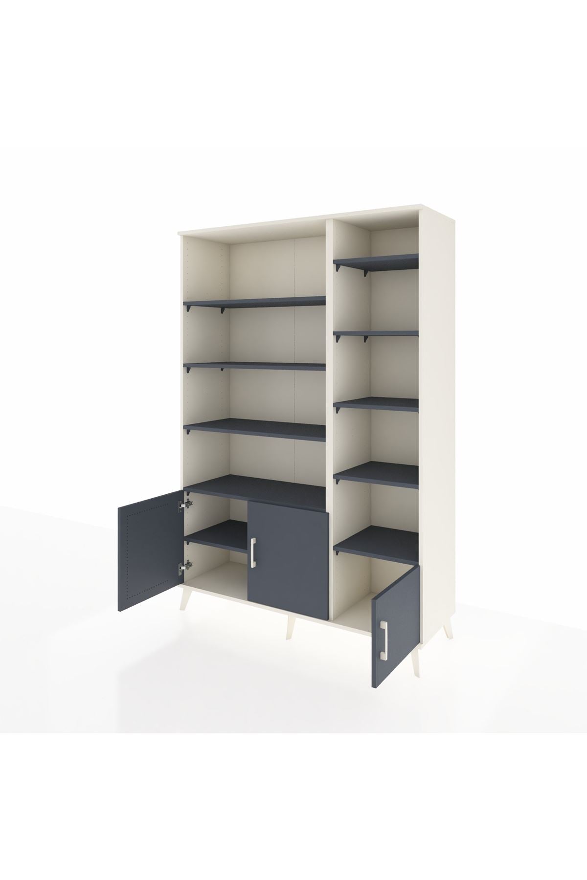 Hyperion Dolap 10 Raflı 3 Kapaklı 132x44x195 Aytaşı-Antrasit/Antrasit