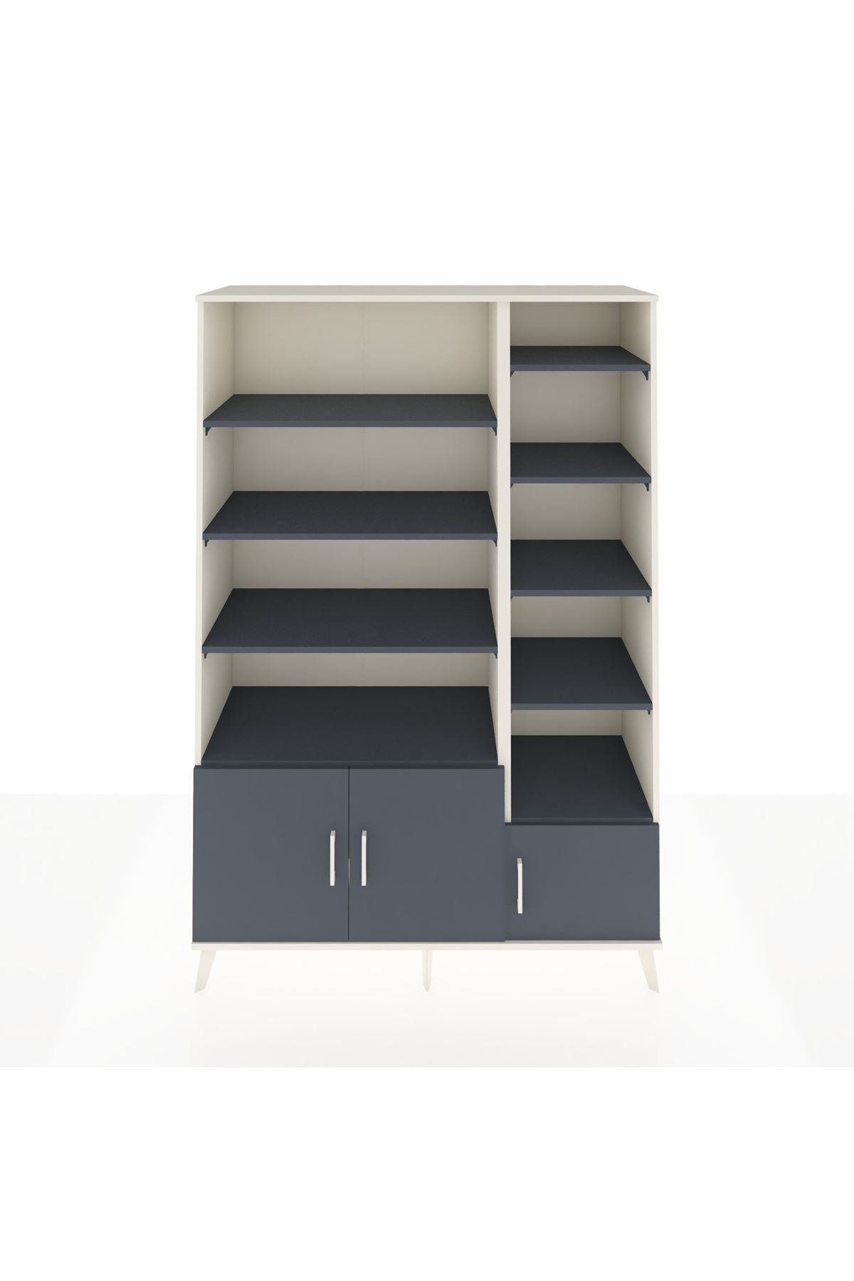 Hyperion Dolap 10 Raflı 3 Kapaklı 132x44x195 Aytaşı-Antrasit/Antrasit