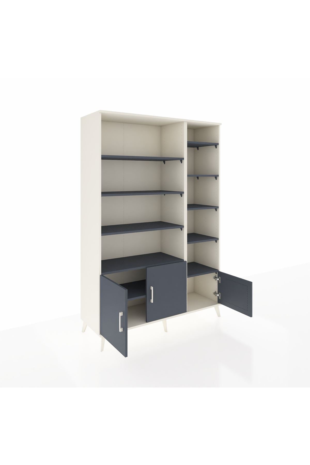 Hyperion Dolap 10 Raflı 3 Kapaklı 132x44x195 Aytaşı-Antrasit/Antrasit