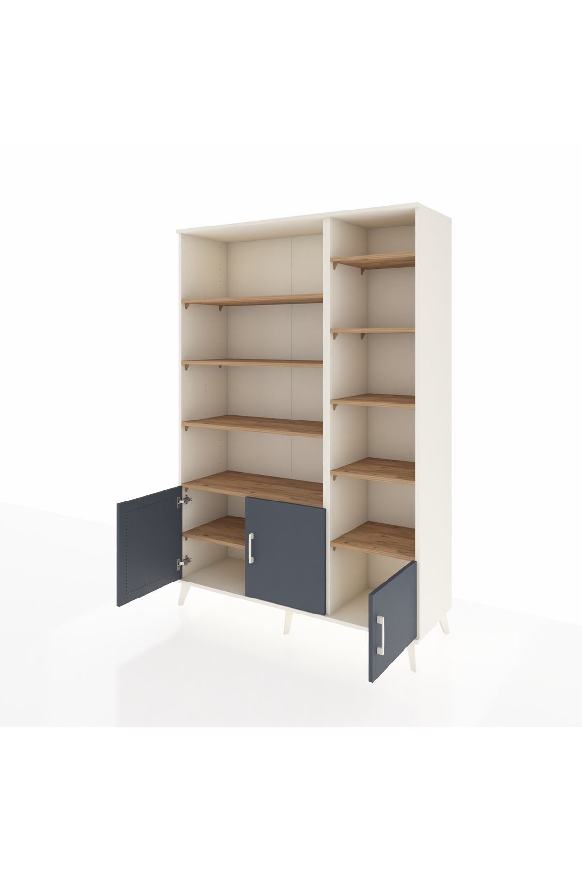 Hyperion Dolap 10 Raflı 3 Kapaklı 132x44x195 Aytaşı-Antrasit/Çam