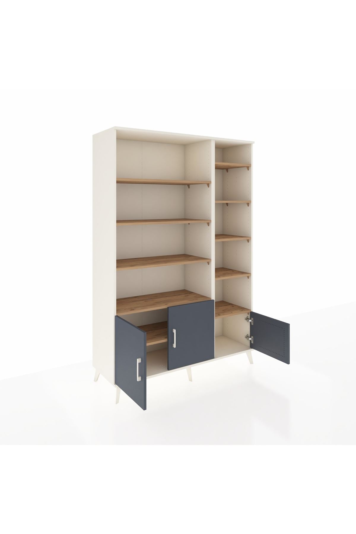 Hyperion Dolap 10 Raflı 3 Kapaklı 132x44x195 Aytaşı-Antrasit/Çam