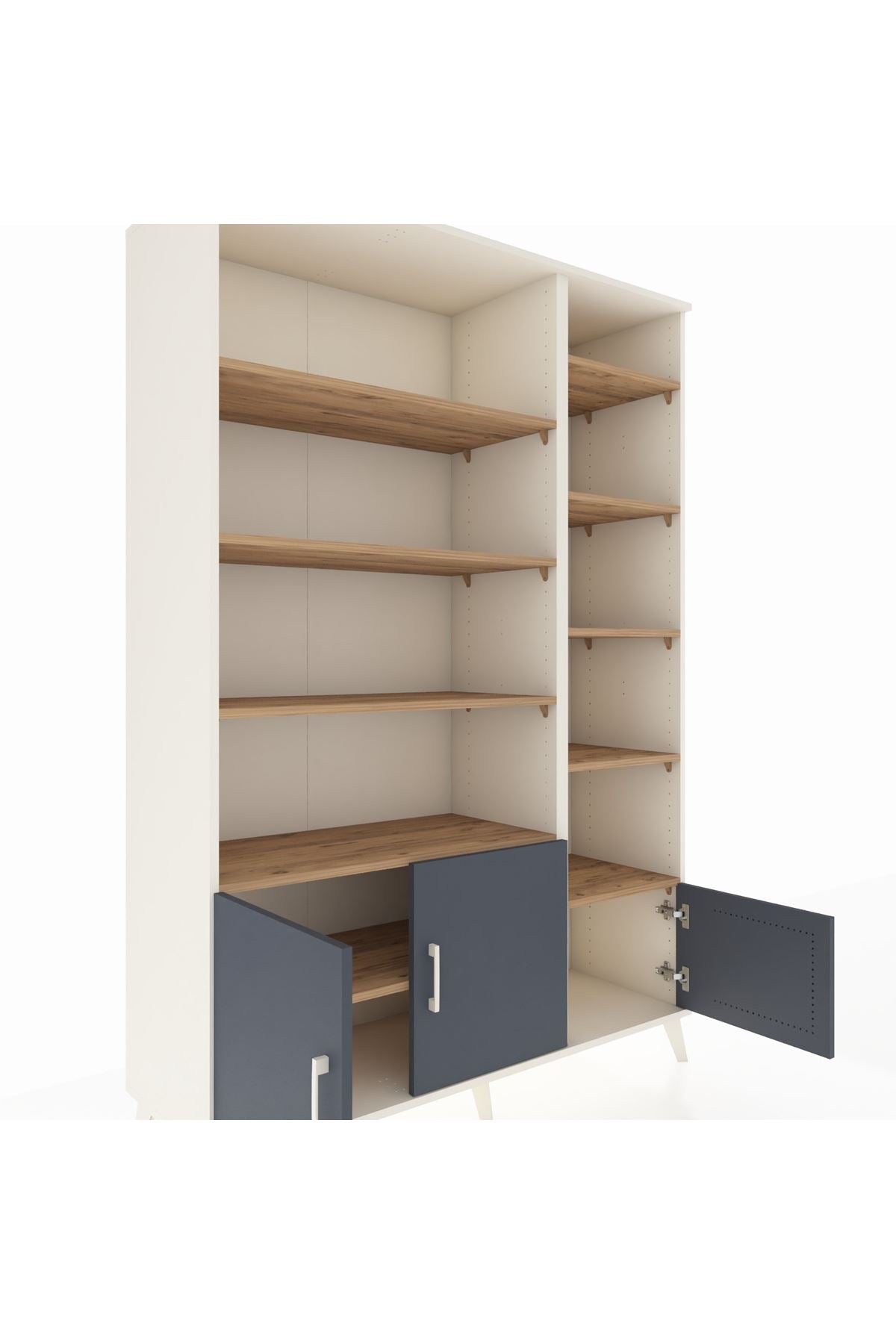 Hyperion Dolap 10 Raflı 3 Kapaklı 132x44x195 Aytaşı-Antrasit/Çam