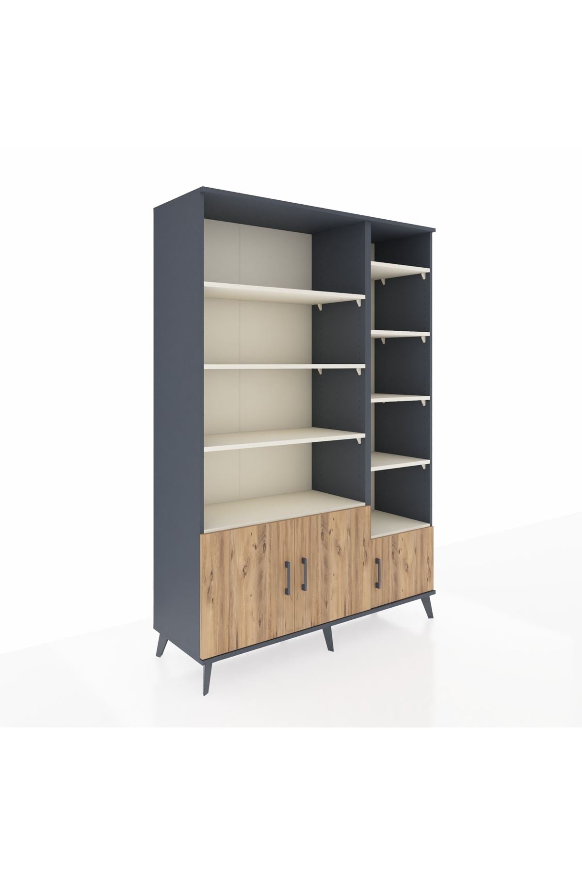 Hyperion Dolap 10 Raflı 3 Kapaklı 132x44x195 Antrasit-Çam/Aytaşı