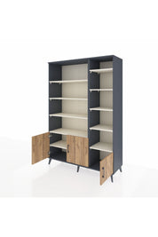 Hyperion Dolap 10 Raflı 3 Kapaklı 132x44x195 Antrasit-Çam/Aytaşı