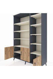 Hyperion Dolap 10 Raflı 3 Kapaklı 132x44x195 Antrasit-Çam/Aytaşı