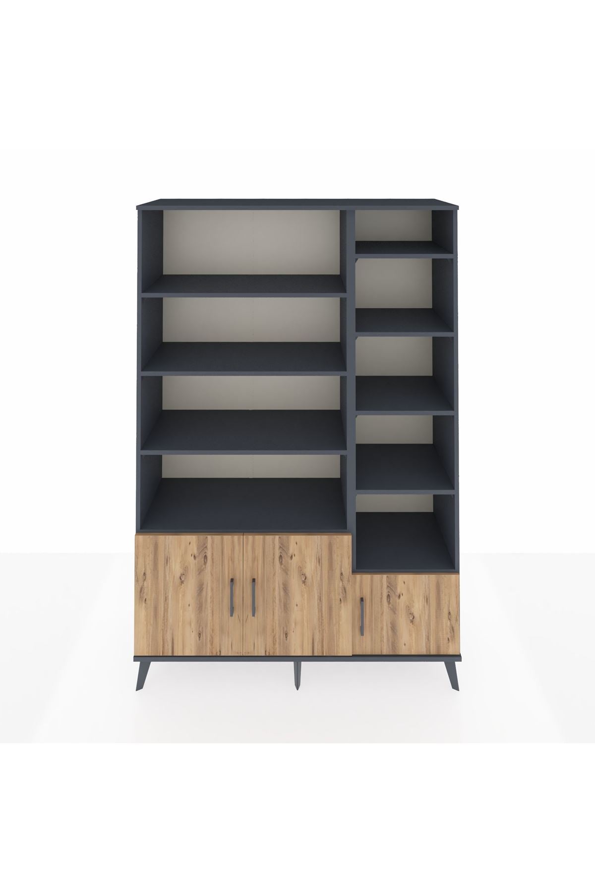 Hyperion Dolap 10 Raflı 3 Kapaklı 132x44x195 Antrasit-Çam/Antrasit