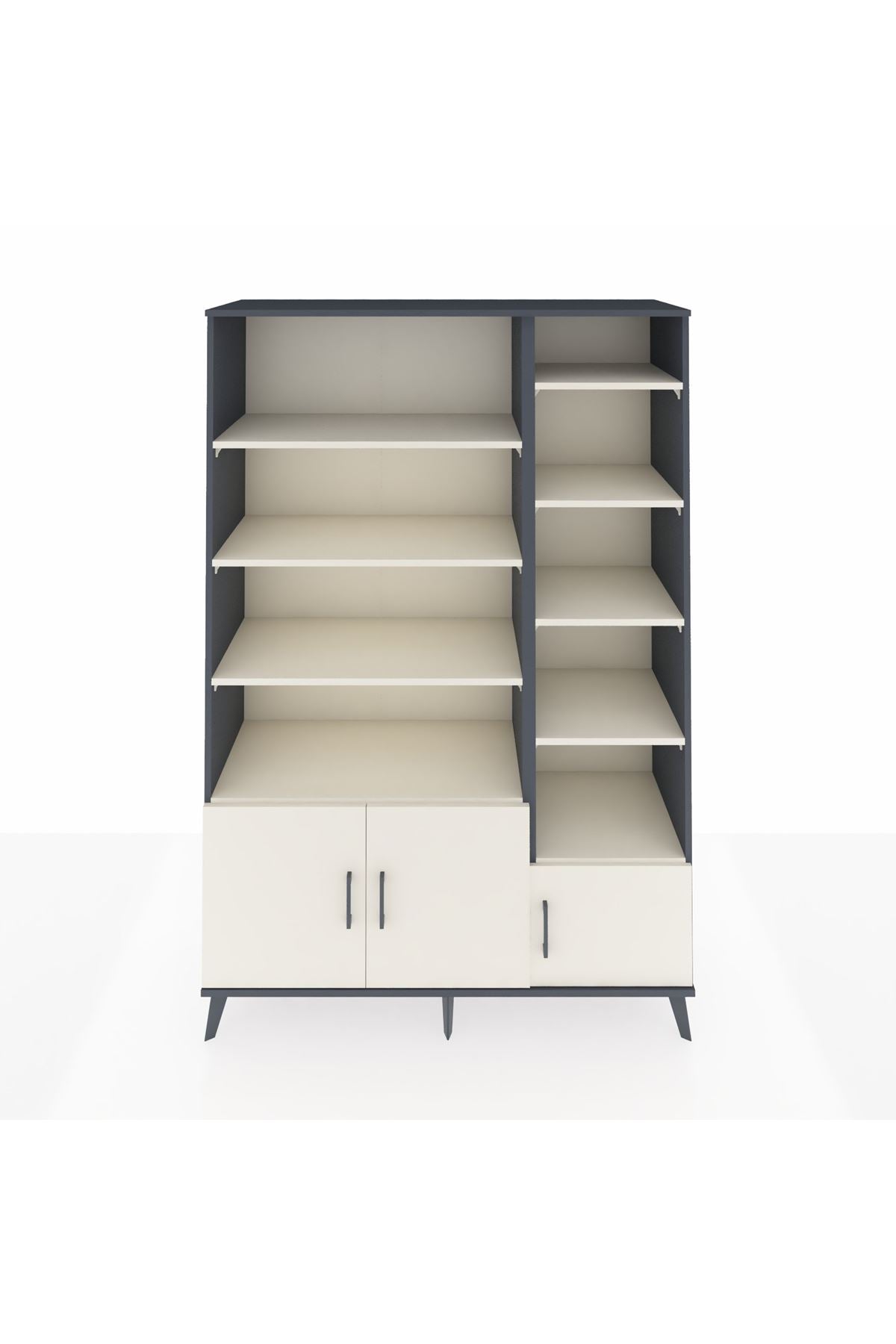 Hyperion Dolap 10 Raflı 3 Kapaklı 132x44x195 Antrasit-Aytaşı/Aytaşı