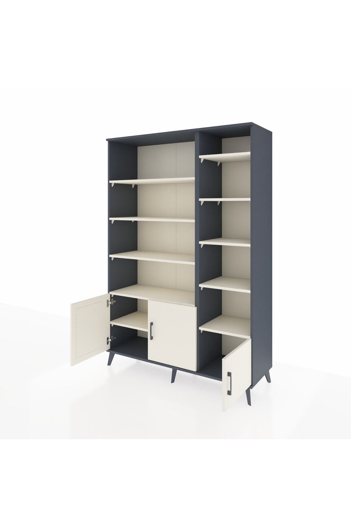 Hyperion Dolap 10 Raflı 3 Kapaklı 132x44x195 Antrasit-Aytaşı/Aytaşı