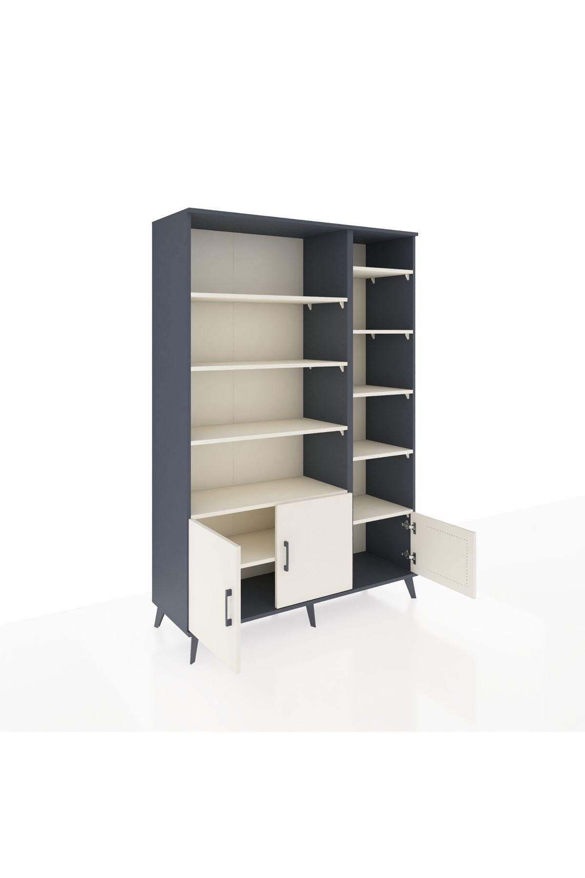 Hyperion Dolap 10 Raflı 3 Kapaklı 132x44x195 Antrasit-Aytaşı/Aytaşı