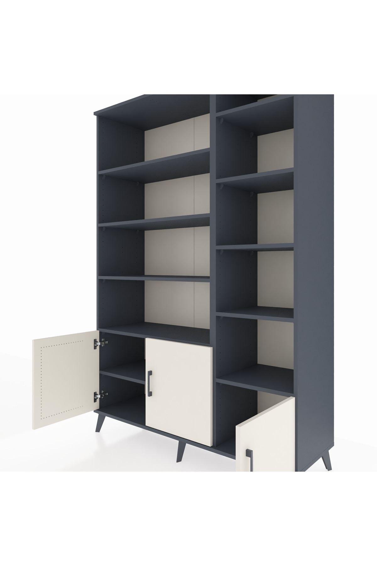 Hyperion Dolap 10 Raflı 3 Kapaklı 132x44x195 Antrasit-Aytaşı/Antrasit