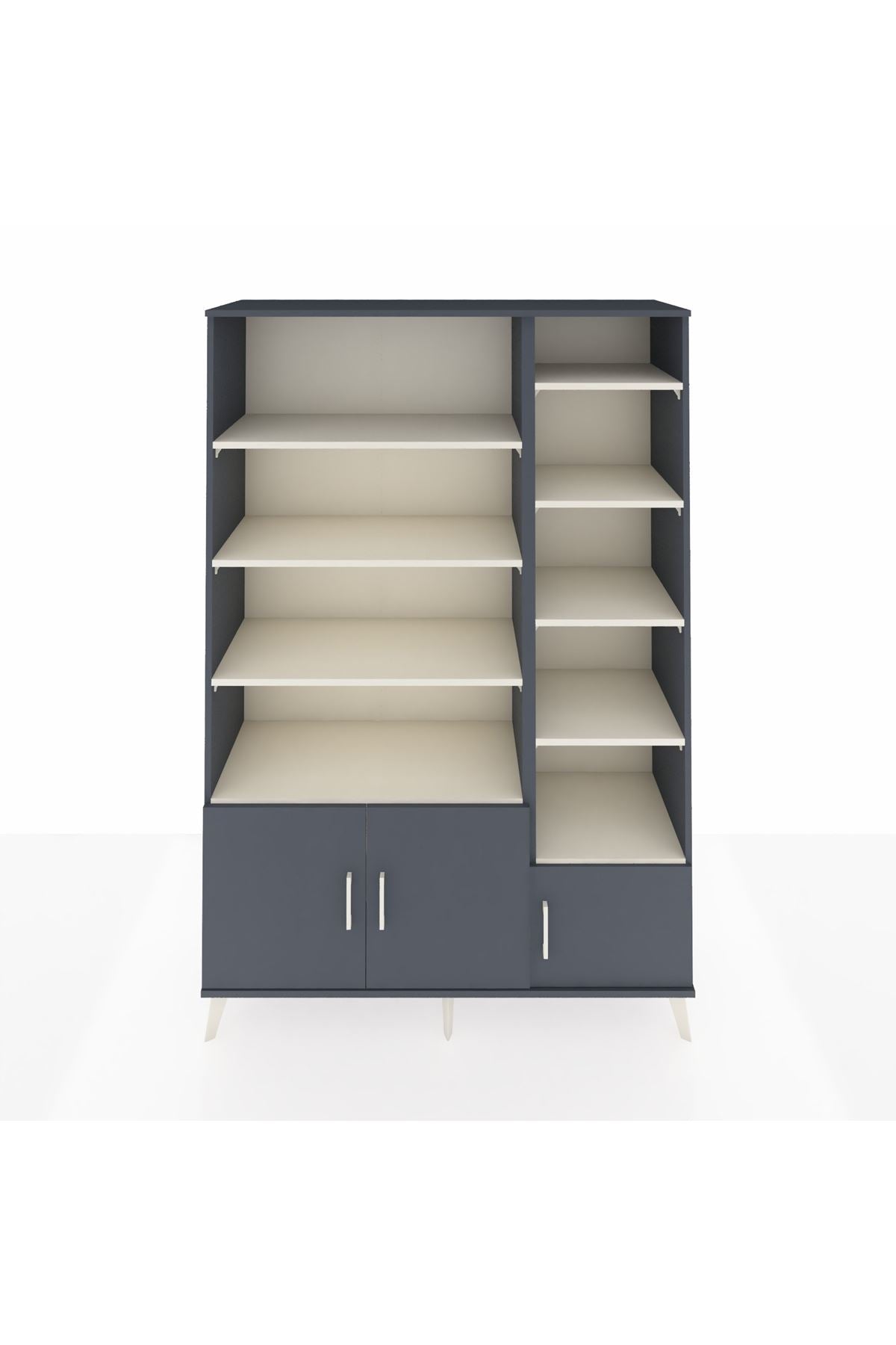 Hyperion Dolap 10 Raflı 3 Kapaklı 132x44x195 Antrasit-Antrasit/Aytaşı