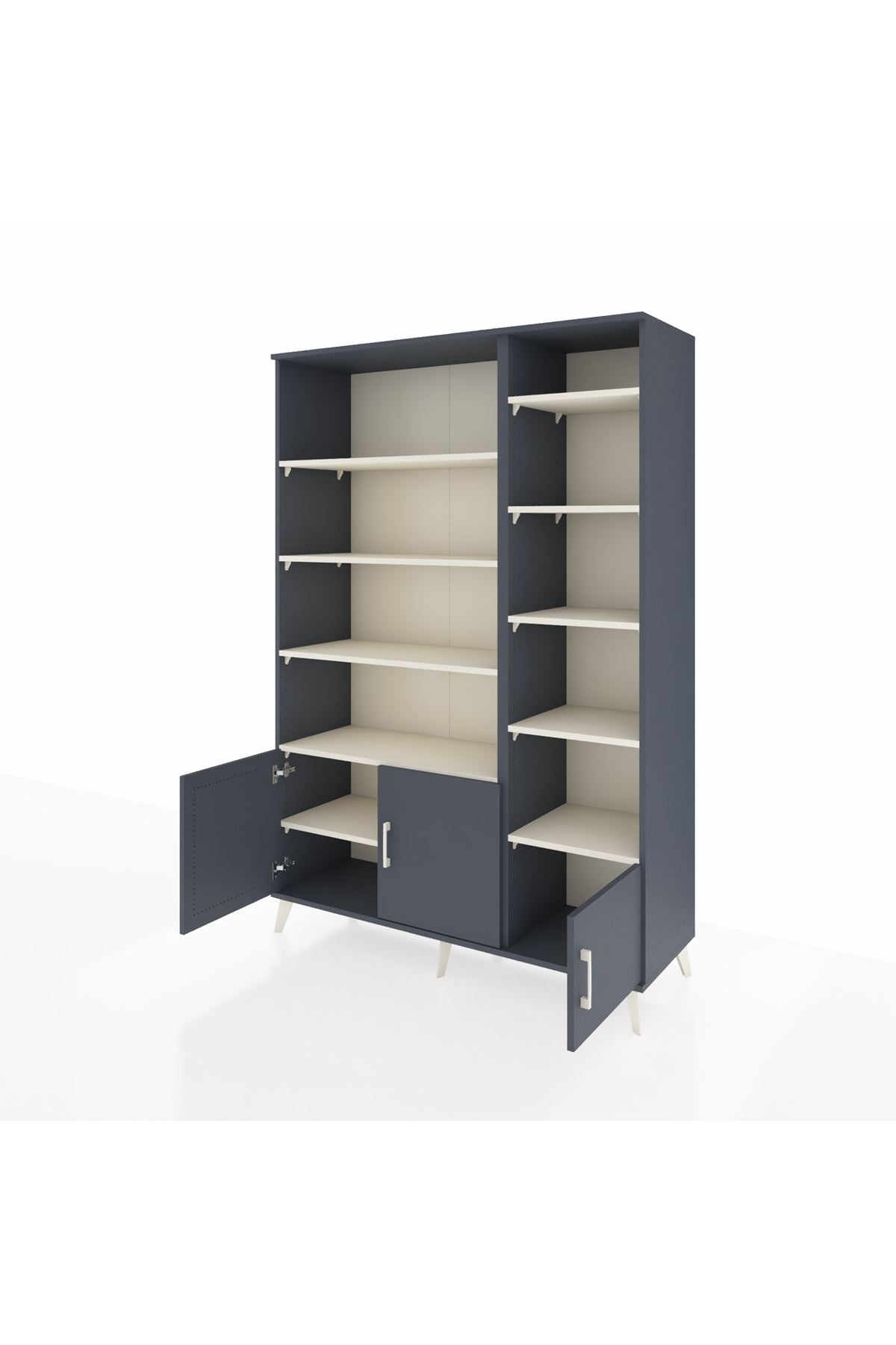 Hyperion Dolap 10 Raflı 3 Kapaklı 132x44x195 Antrasit-Antrasit/Aytaşı