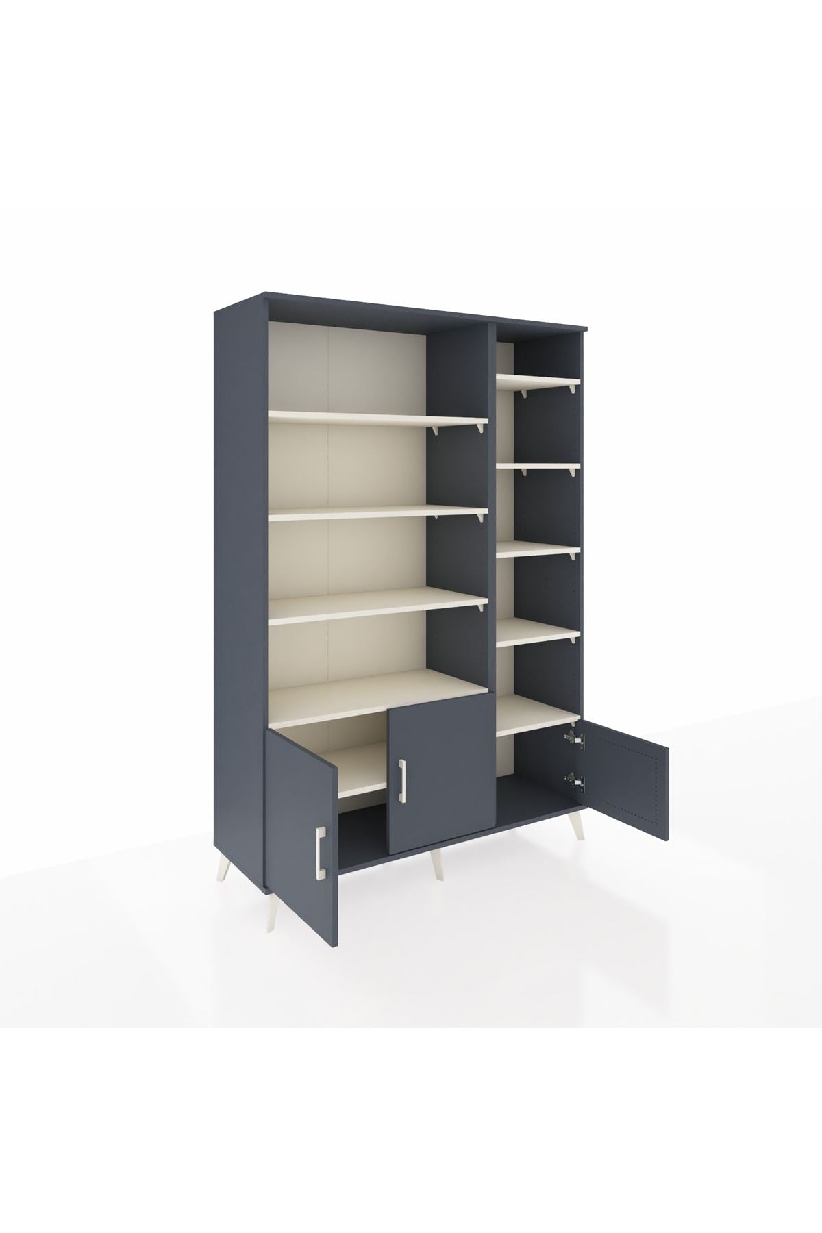 Hyperion Dolap 10 Raflı 3 Kapaklı 132x44x195 Antrasit-Antrasit/Aytaşı