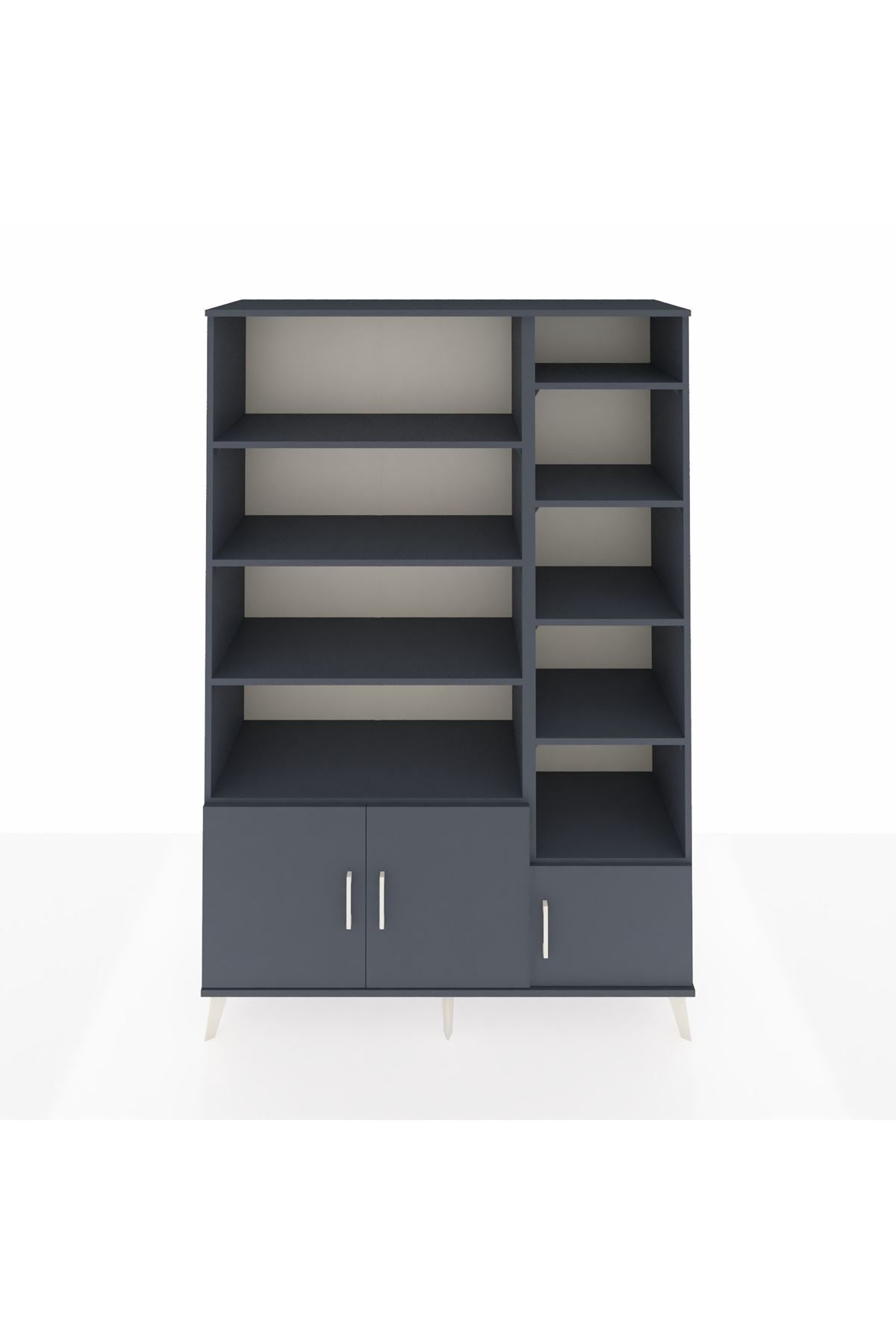 Hyperion Dolap 10 Raflı 3 Kapaklı 132x44x195 Antrasit-Antrasit/Antrasit