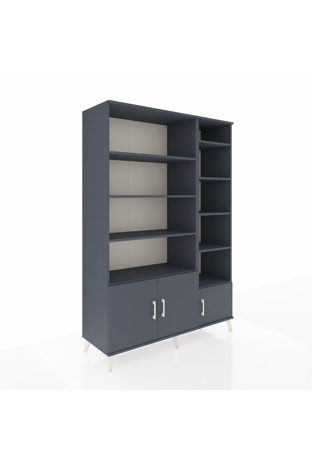 Hyperion Dolap 10 Raflı 3 Kapaklı 132x44x195 Antrasit-Antrasit/Antrasit