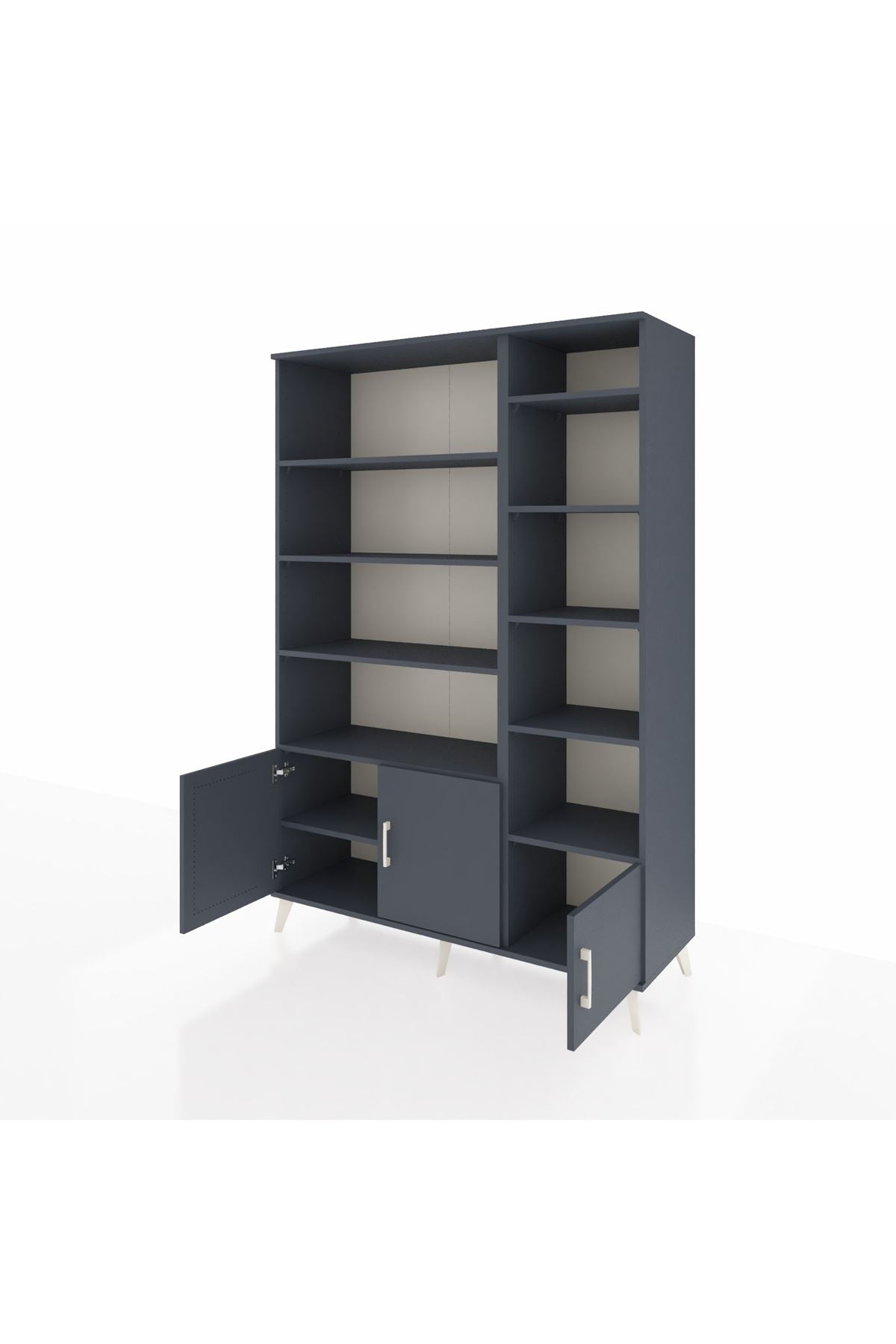 Hyperion Dolap 10 Raflı 3 Kapaklı 132x44x195 Antrasit-Antrasit/Antrasit