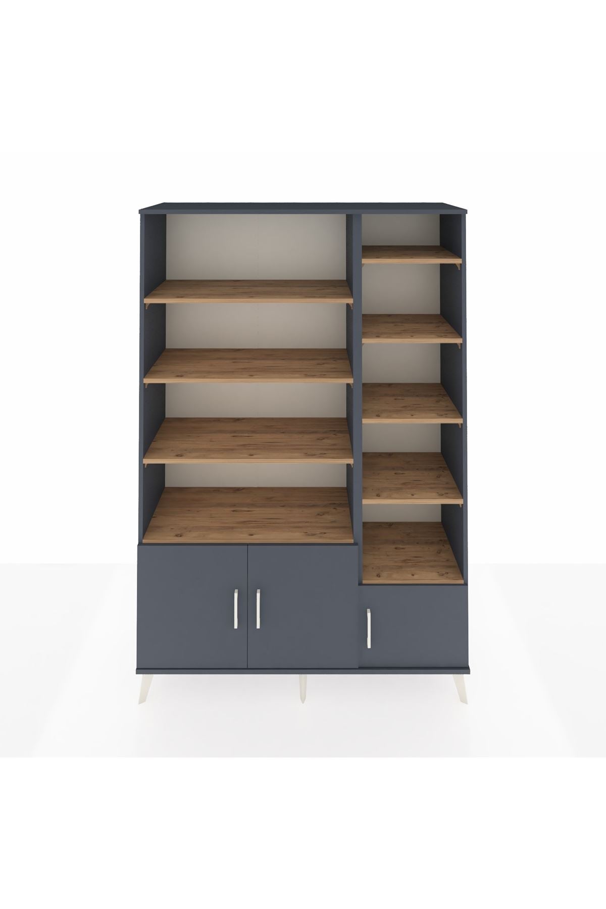 Hyperion Dolap 10 Raflı 3 Kapaklı 132x44x195 Antrasit-Antrasit/Çam