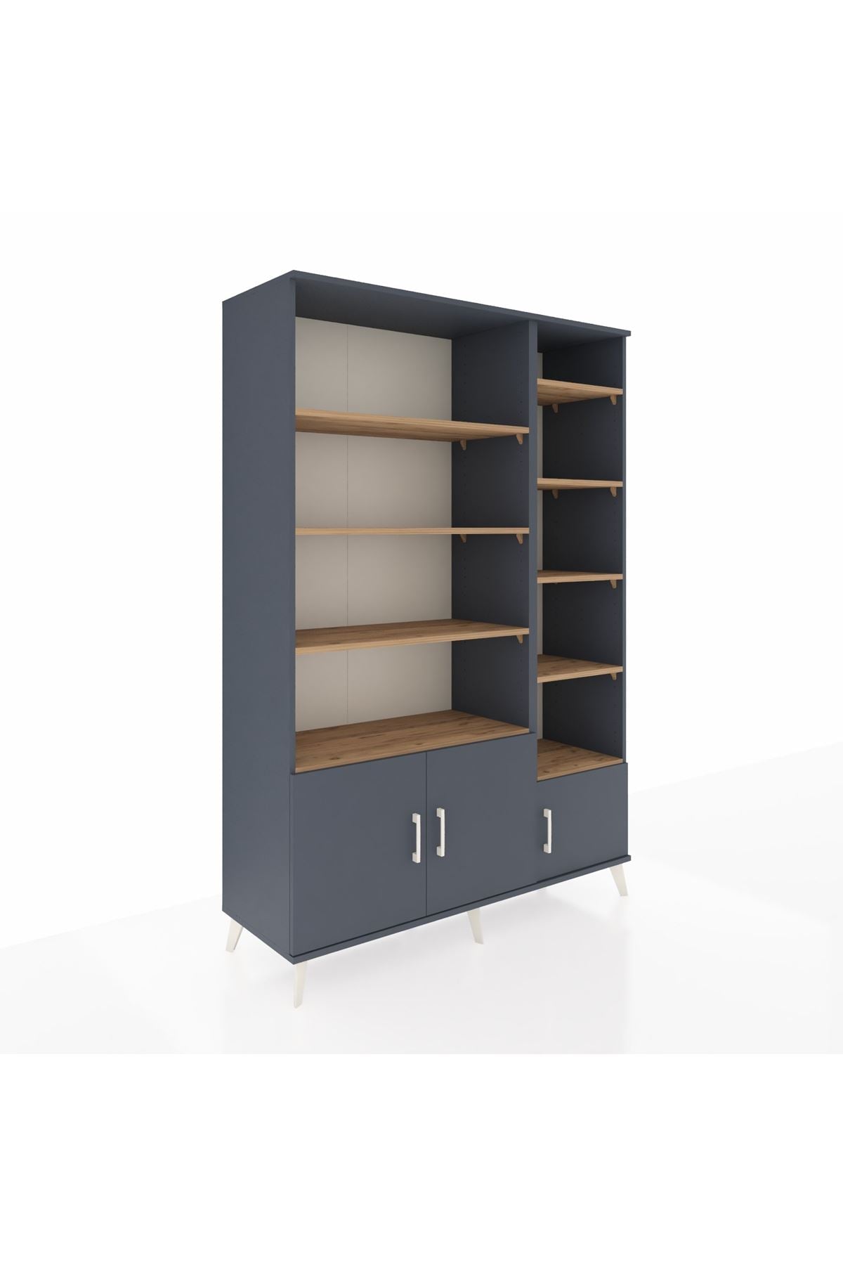 Hyperion Dolap 10 Raflı 3 Kapaklı 132x44x195 Antrasit-Antrasit/Çam