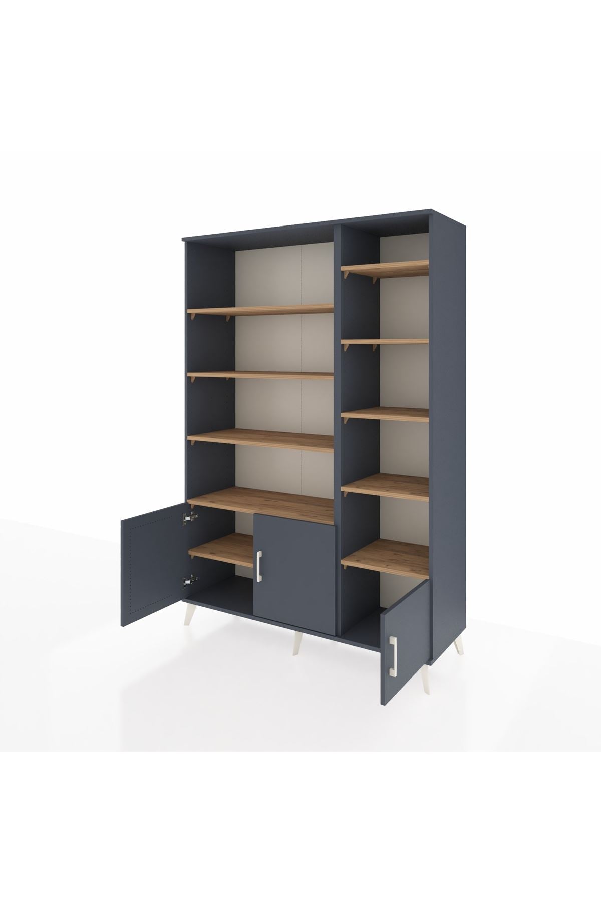 Hyperion Dolap 10 Raflı 3 Kapaklı 132x44x195 Antrasit-Antrasit/Çam