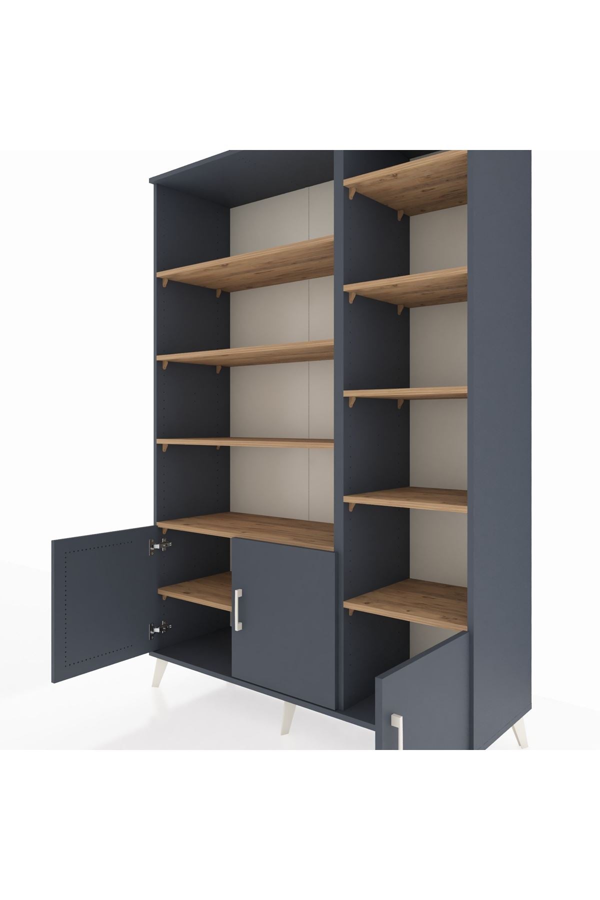 Hyperion Dolap 10 Raflı 3 Kapaklı 132x44x195 Antrasit-Antrasit/Çam