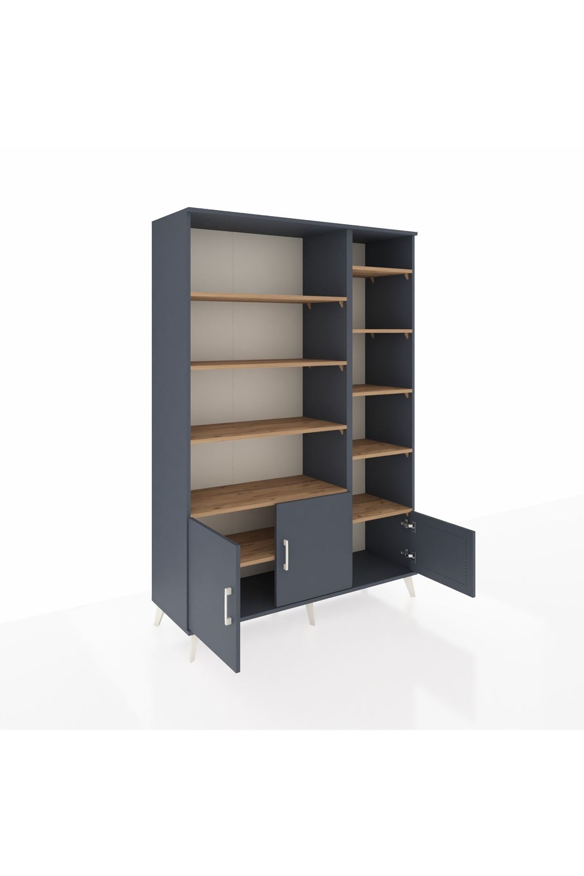 Hyperion Dolap 10 Raflı 3 Kapaklı 132x44x195 Antrasit-Antrasit/Çam