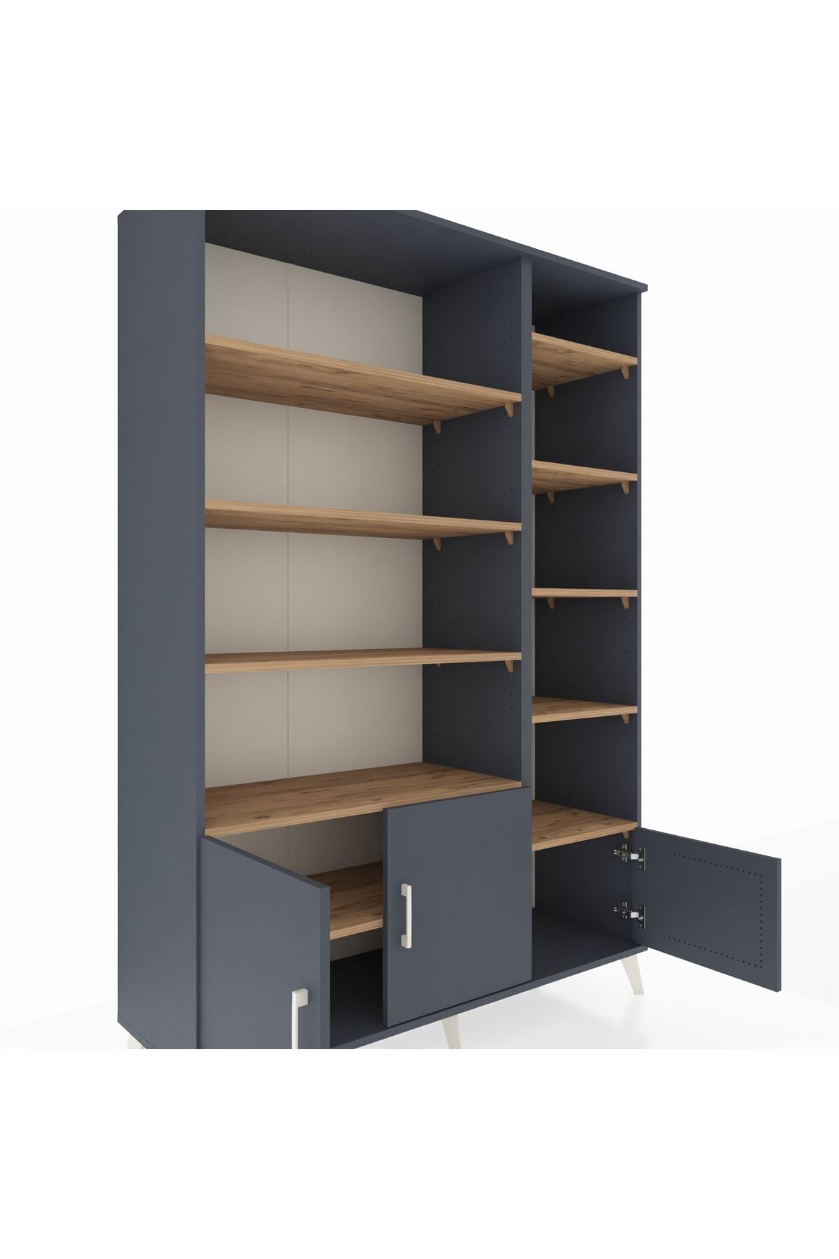 Hyperion Dolap 10 Raflı 3 Kapaklı 132x44x195 Antrasit-Antrasit/Çam