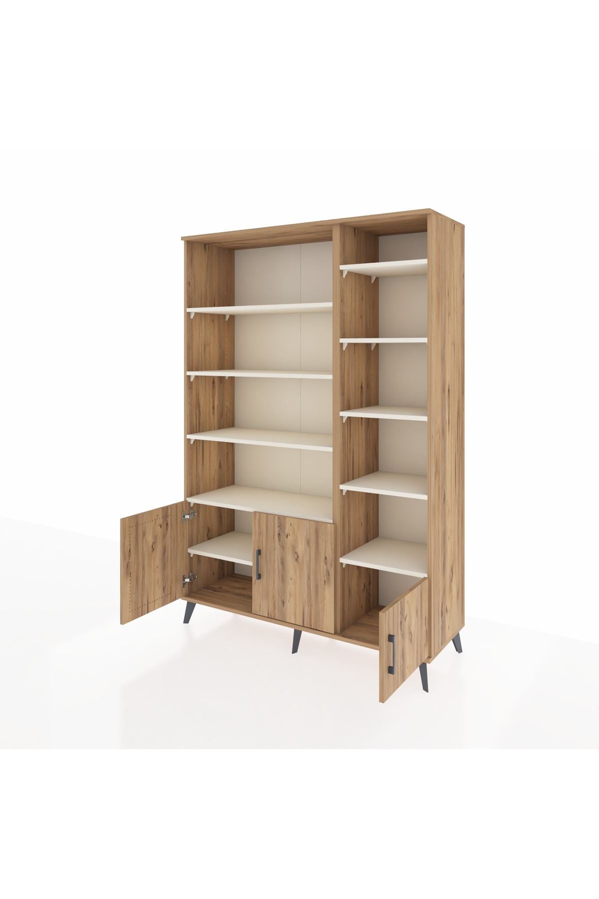 Hyperion Dolap 10 Raflı 3 Kapaklı 132x44x195 Çam-Çam/Aytaşı