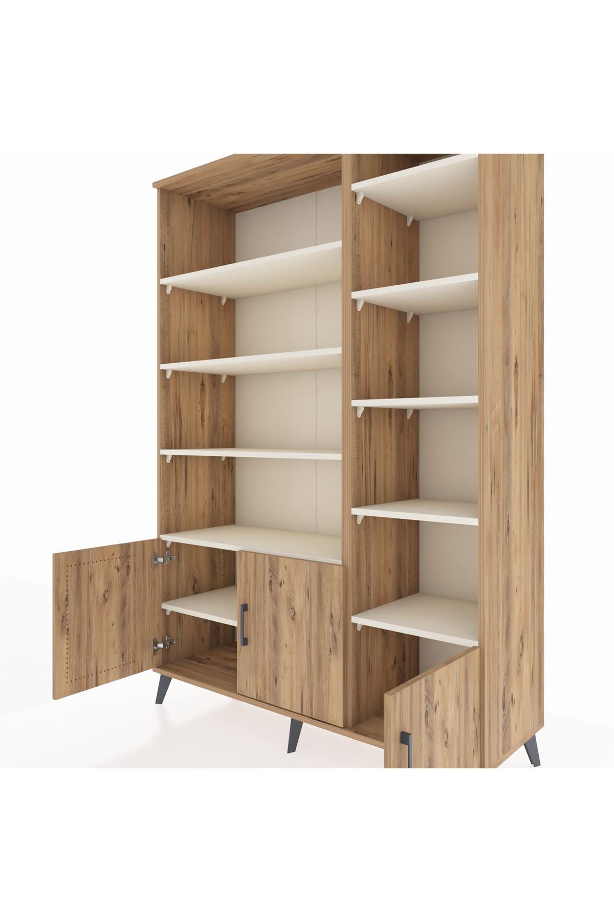 Hyperion Dolap 10 Raflı 3 Kapaklı 132x44x195 Çam-Çam/Aytaşı