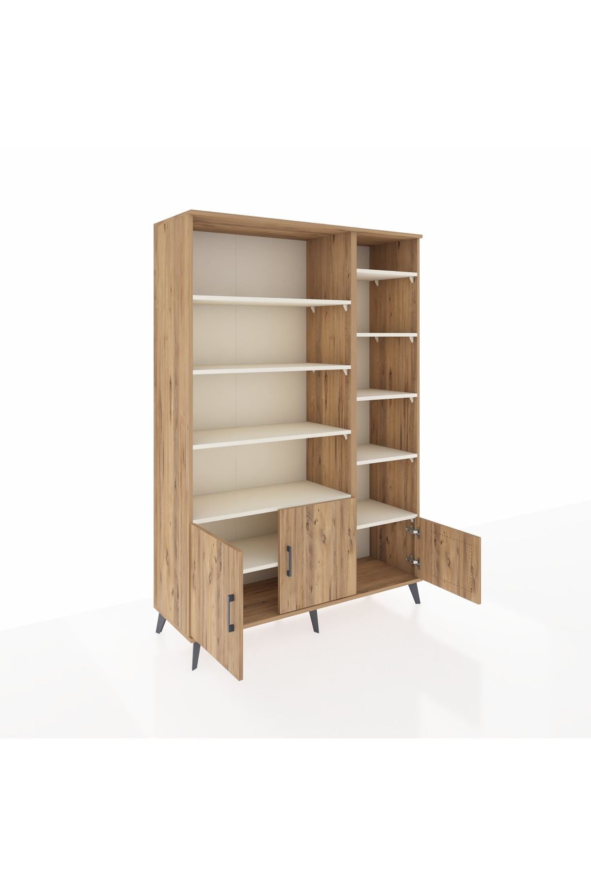 Hyperion Dolap 10 Raflı 3 Kapaklı 132x44x195 Çam-Çam/Aytaşı