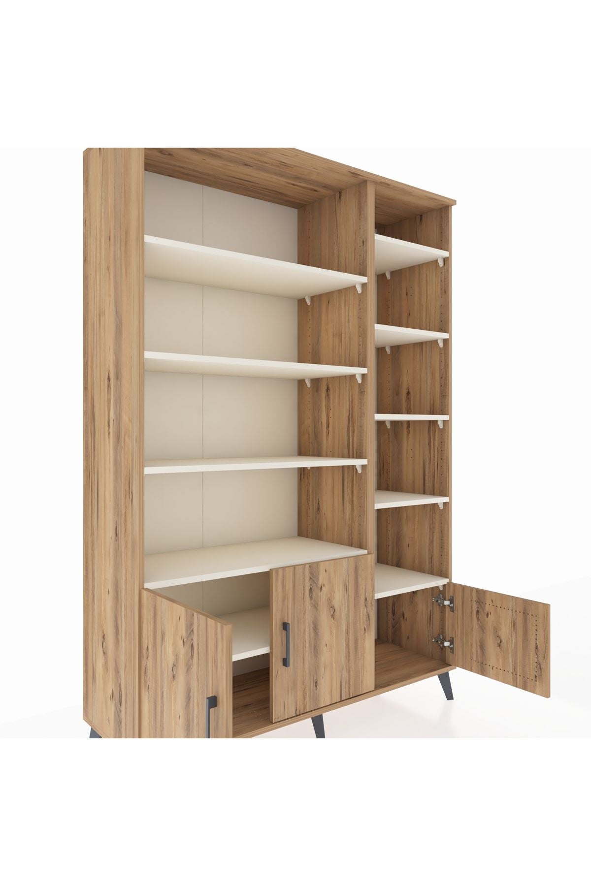 Hyperion Dolap 10 Raflı 3 Kapaklı 132x44x195 Çam-Çam/Aytaşı