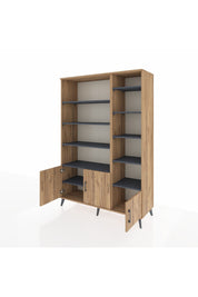 Hyperion Dolap 10 Raflı 3 Kapaklı 132x44x195 Çam-Çam/Antrasit